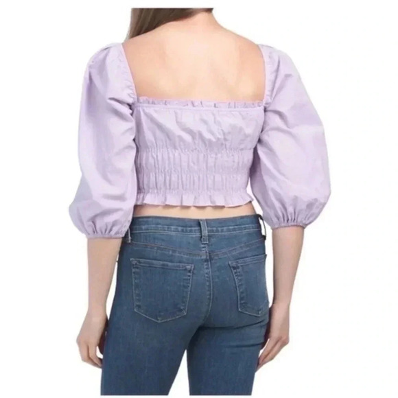 Charlie Holidays Anthropologie bohemian smocked top lilac XS - Picture 2 of 7